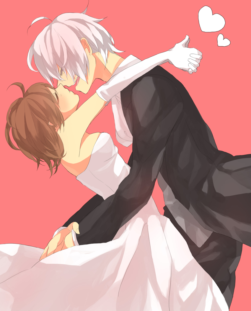 1boy, 1girl, accelerator_(toaru_majutsu_no_index), ahoge, albino, blush, brown_hair, chiri_(ch!)