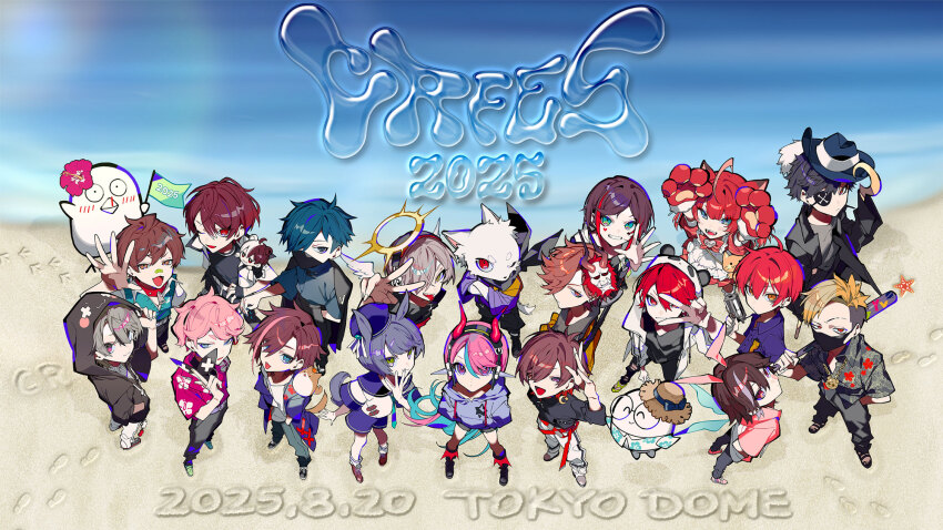 +_+, 2girls, 6+boys, ade_(crazy_raccoon), adjusting_clothes, ahoge, akami_karubi, amatsuki_(crazy_raccoon)