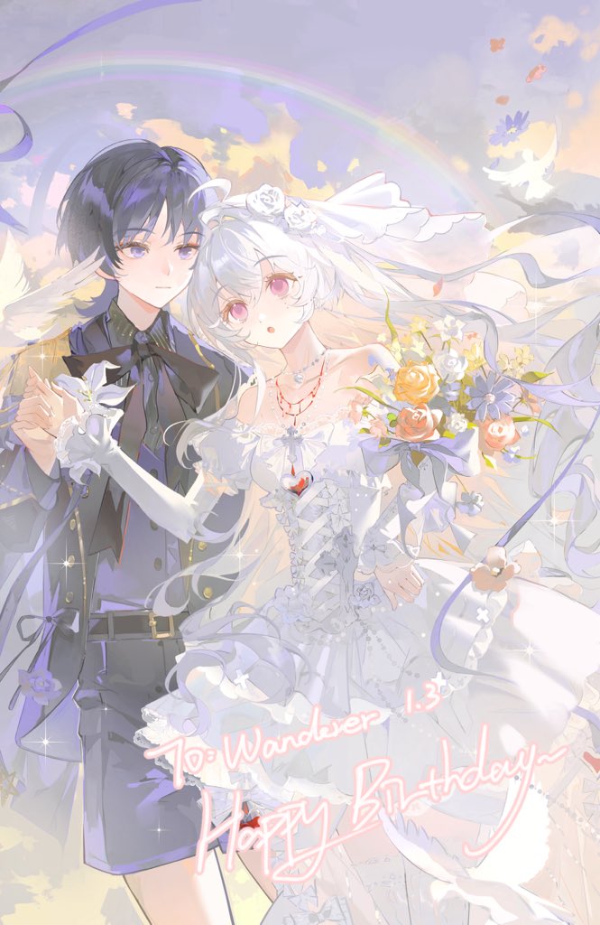 1boy, 1girl, ahoge, alternate_costume, artist_request, belt, belt_buckle, black_belt