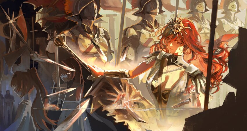 1girl, absurdres, age_progression, ancient_greek_clothes, arm_up, armor, augusta_(wuthering_waves), black_collar