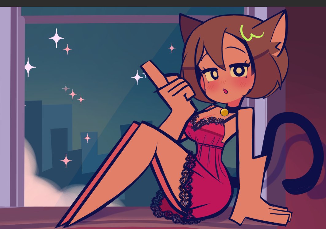 1girl, animal_ears, bare_shoulders, barefoot, black_collar, black_eyes, blush, breasts