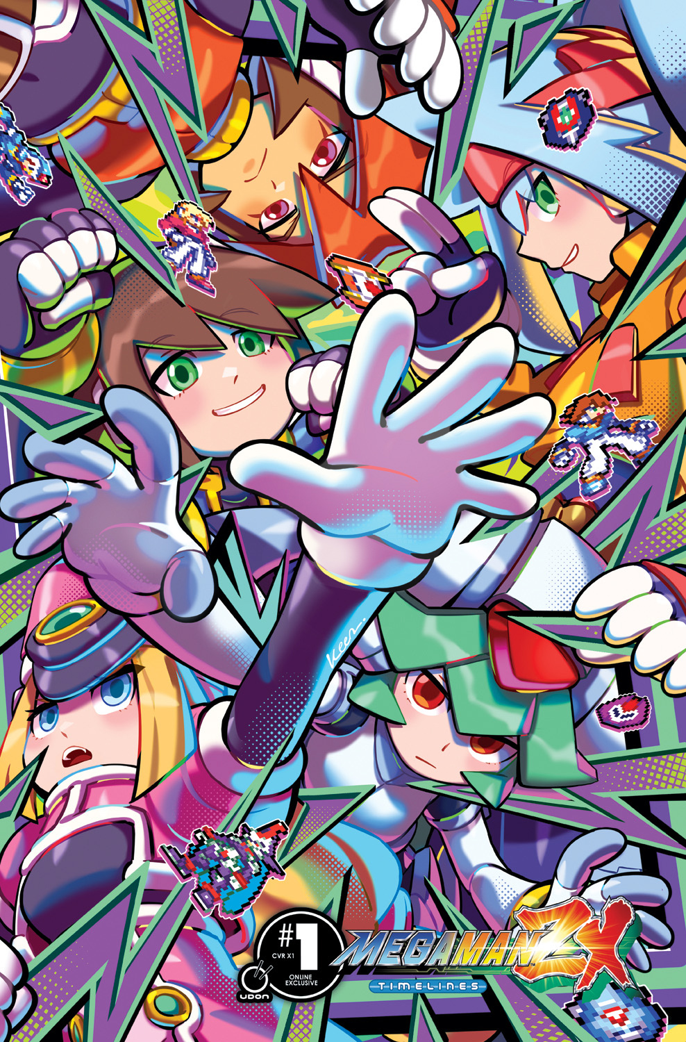 5girls, aile_(mega_man_zx), armor, ashe_(mega_man), atlas_(mega_man), blonde_hair, blue_eyes, blue_hair