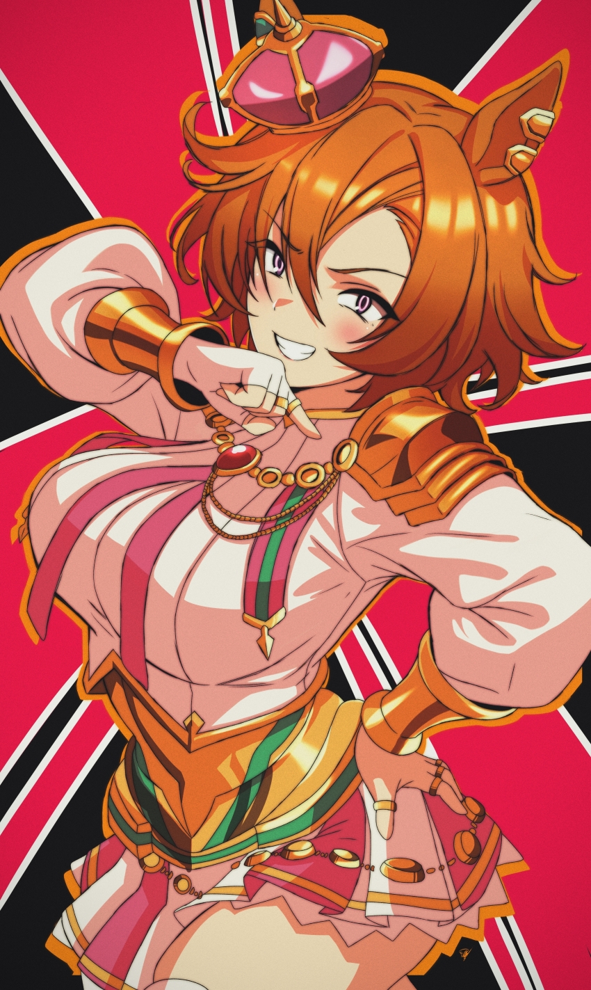 1girl, absurdres, animal_ears, belt, brown_hair, cape, colored_skin, commentary