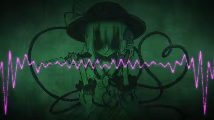 1girl, buttons, cardiogram, diamond_button, evil_smile, frilled_shirt_collar, frilled_sleeves, frills