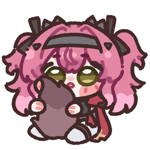 1girl, :o, between_legs, blush_stickers, bugi_33, chibi, chibi_only, facing_viewer, hair_ornament, holding_own_tail, looking_at_viewer, lupa_(wuthering_waves), open_mouth, sitting, solo, tail, tail_between_legs, white_background, wolf_tail, wuthering_waves, yellow_eyes