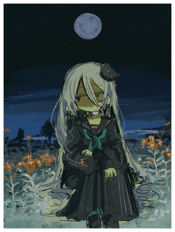 1girl, abeno-shakuji-maya, bandage_on_face, bandaged_neck, bandages, black_sailor_collar, black_serafuku, black_shoes