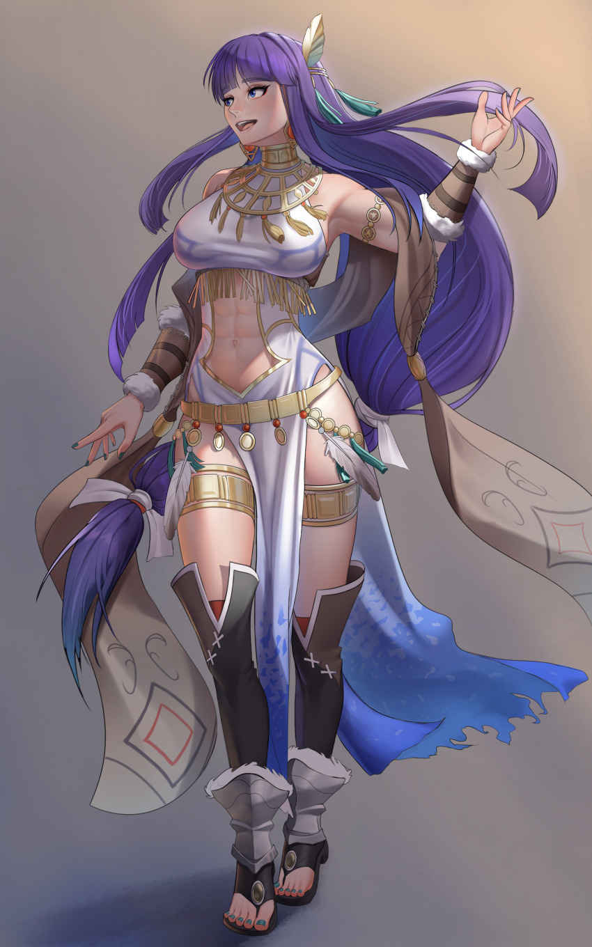 1girl, abs, absurdres, altina_(fire_emblem), altina_(unrivaled_dawn)_(fire_emblem), blue_eyes, boots, breasts