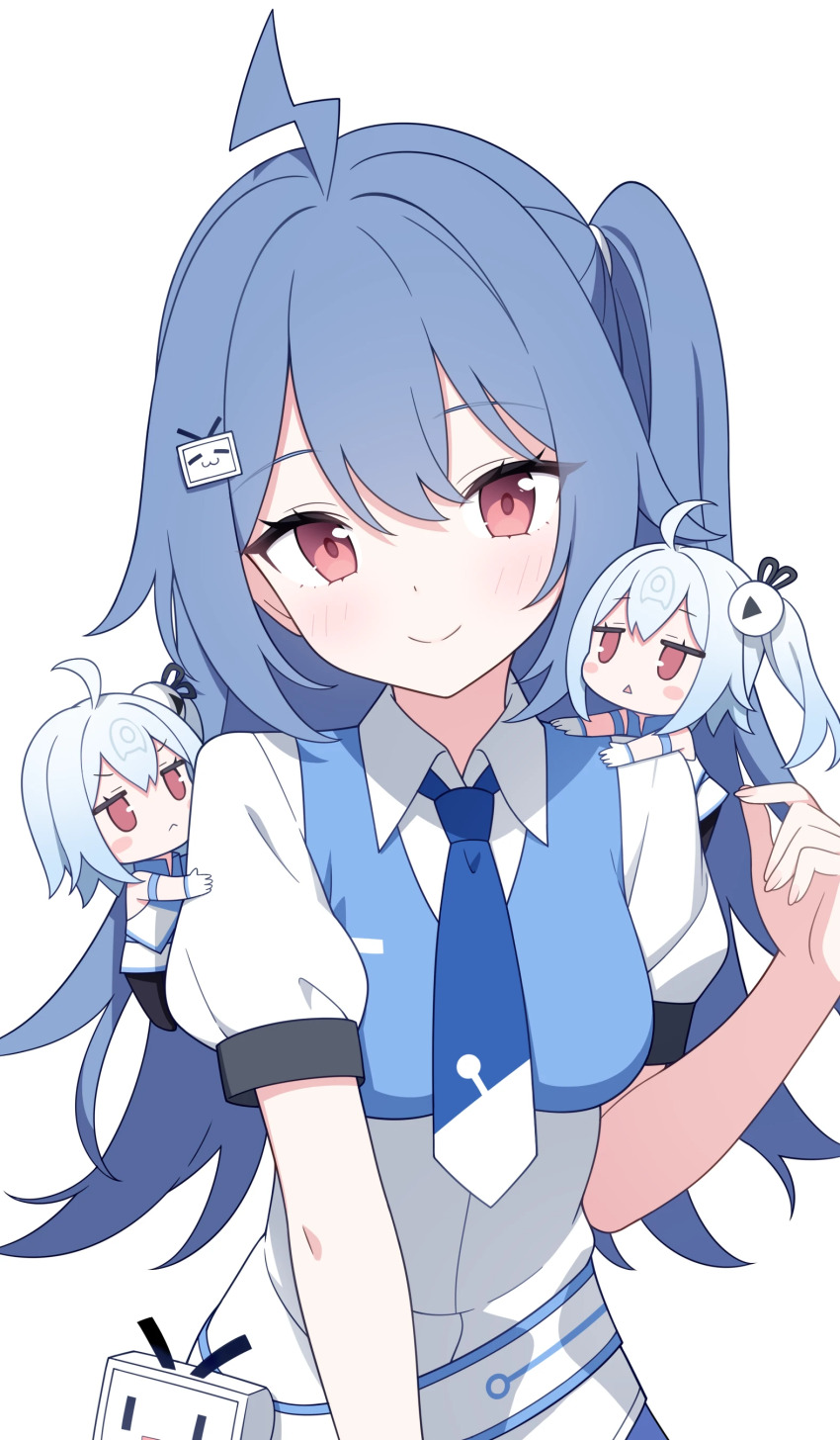 3girls, :<, absurdres, ahoge, aqua_hair, bili_girl_22, bili_girl_33, bilibili