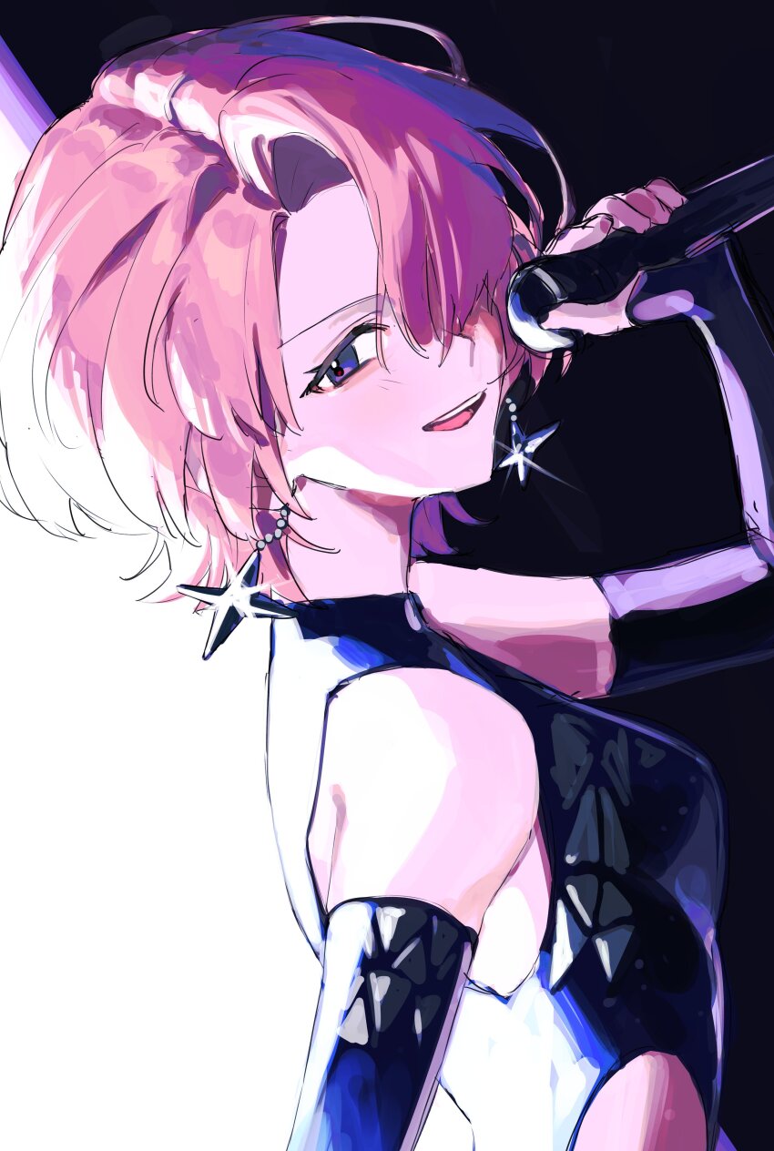 1girl, 333takoyaki, absurdres, arimura_mao, black_leotard, blush, commentary_request, detached_sleeves