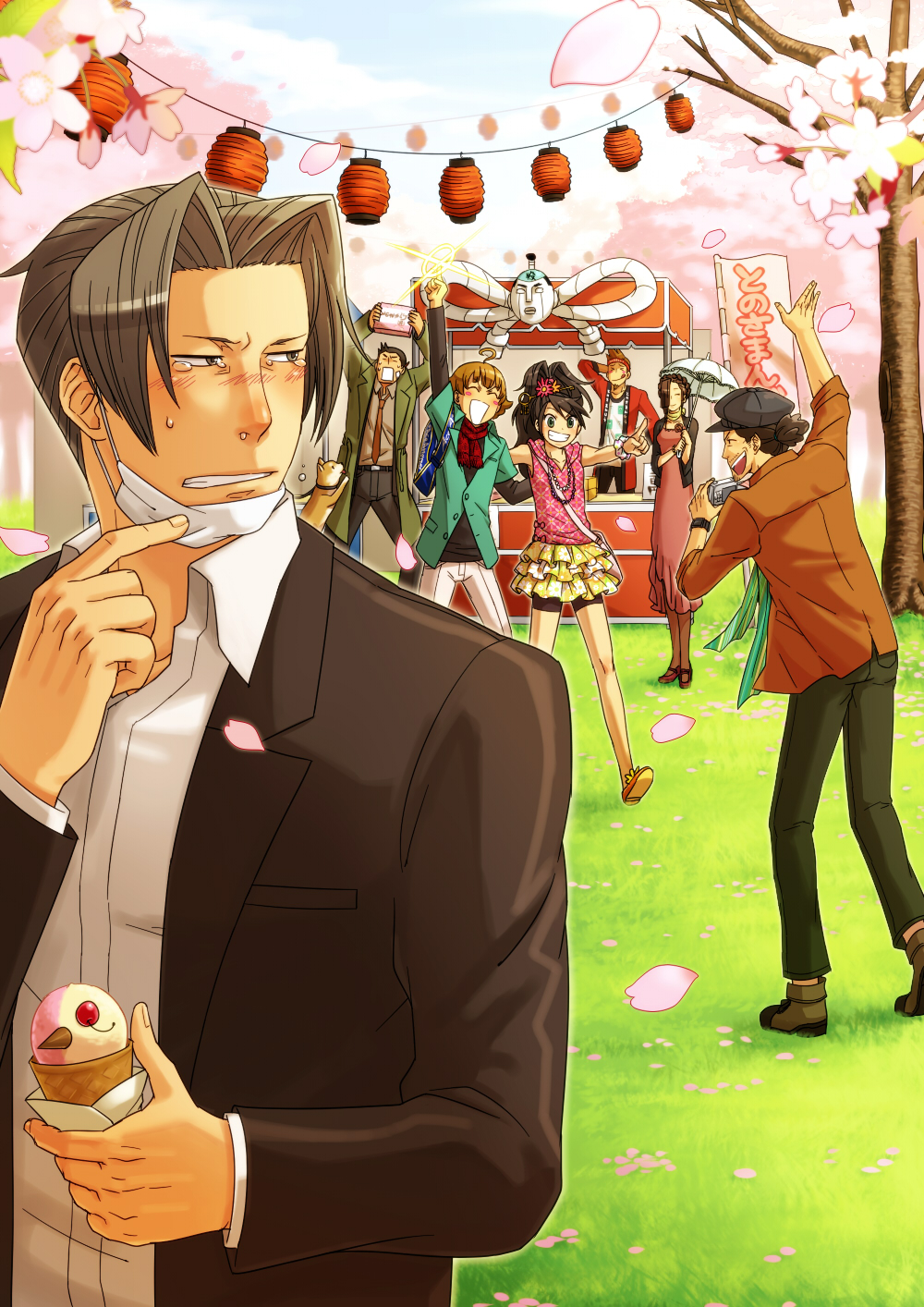 >:d, >_<, 2girls, 5boys, :d, ^_^, ace_attorney, ace_attorney_investigations