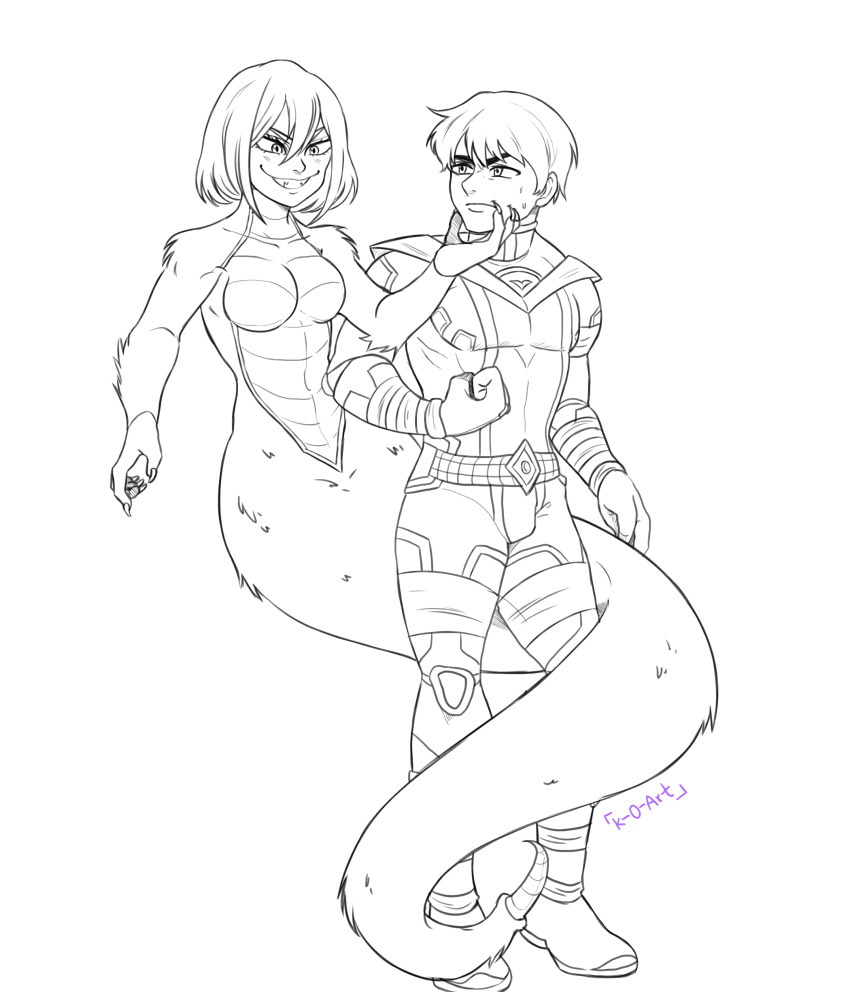 absurdres, highres, jhonathan_fill_scott, kalinocs, kruatana, lamia, monster_girl, snake_girl