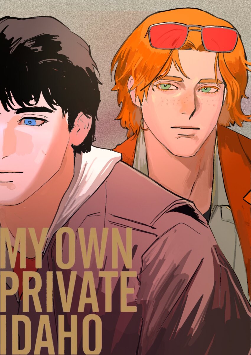 2boys, batman_(series), black_hair, blue_eyes, dc_comics, eyewear_on_head, freckles, green_eyes