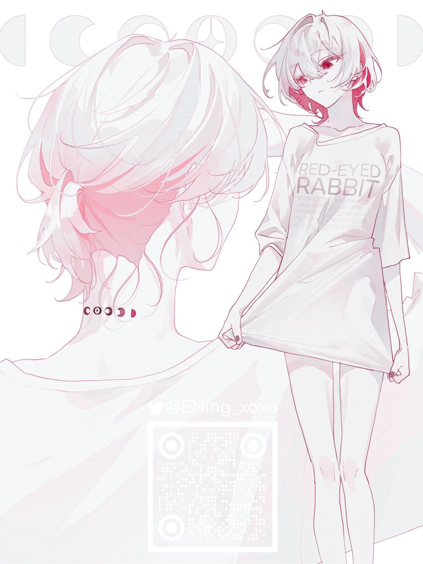 1girl, closed_mouth, collarbone, dongdang, english_text, ening_xoxo, hair_between_eyes, highres