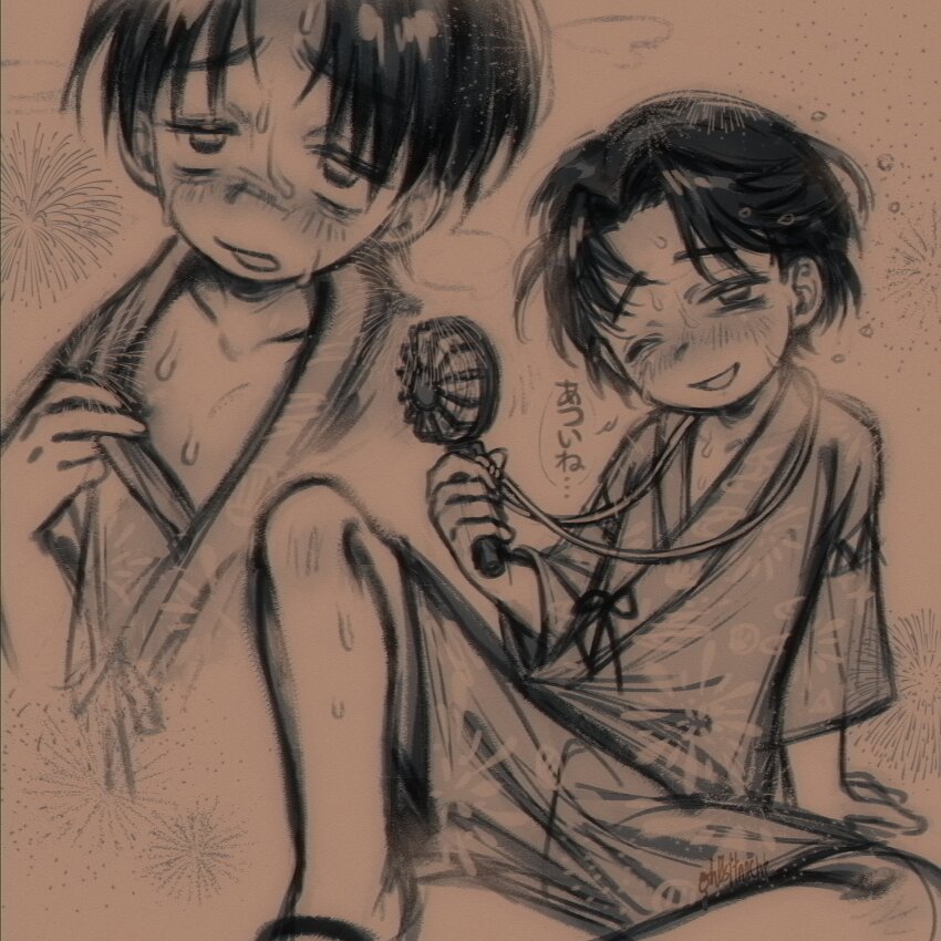 1boy, blush, character_request, commentary_request, copyright_request, gh0sttnacht, highres, male_focus