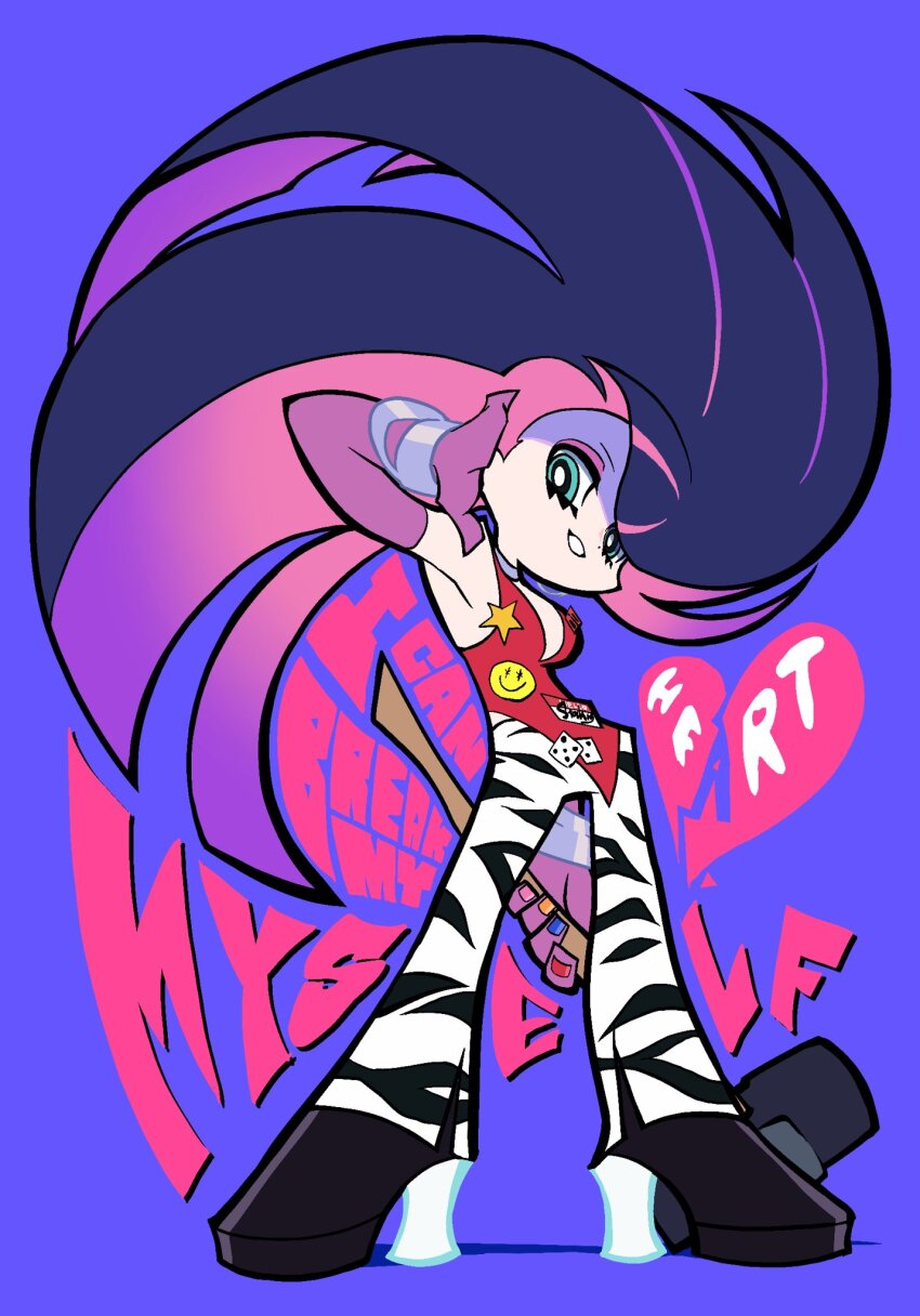 1girl, alternate_costume, animal_print, aqua_eyes, blunt_bangs, break_my_heart_myself_(bebe_rexha), breasts, colored_inner_hair