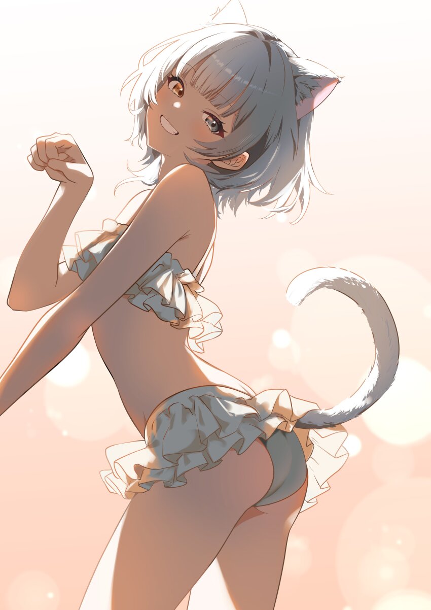 1girl, absurdres, animal_ears, ass, bang_dream!, bang_dream!_it's_mygo!!!!!, bikini, blue_eyes