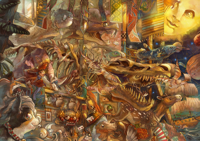 1boy, abstract, ace_(playing_card), ace_of_hearts, animal, ashionglee, beetle, bug