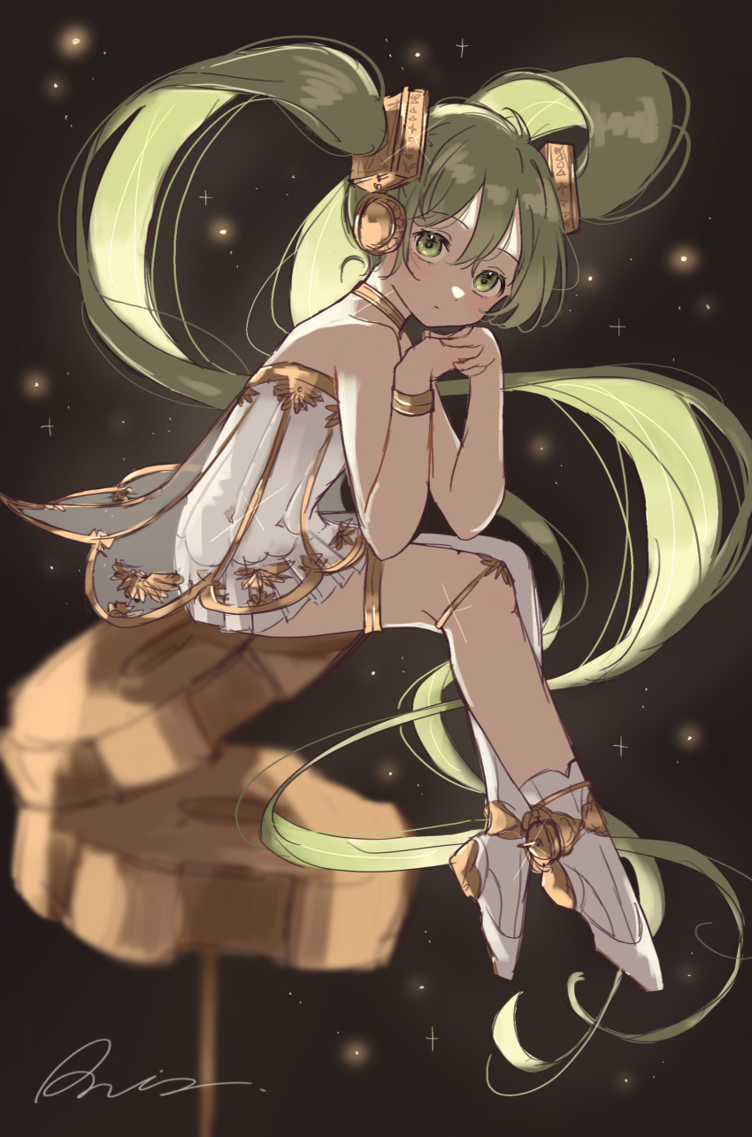 1girl, absurdres, asymmetrical_legwear, ballerina, ballet_slippers, bracelet, closed_mouth, dress