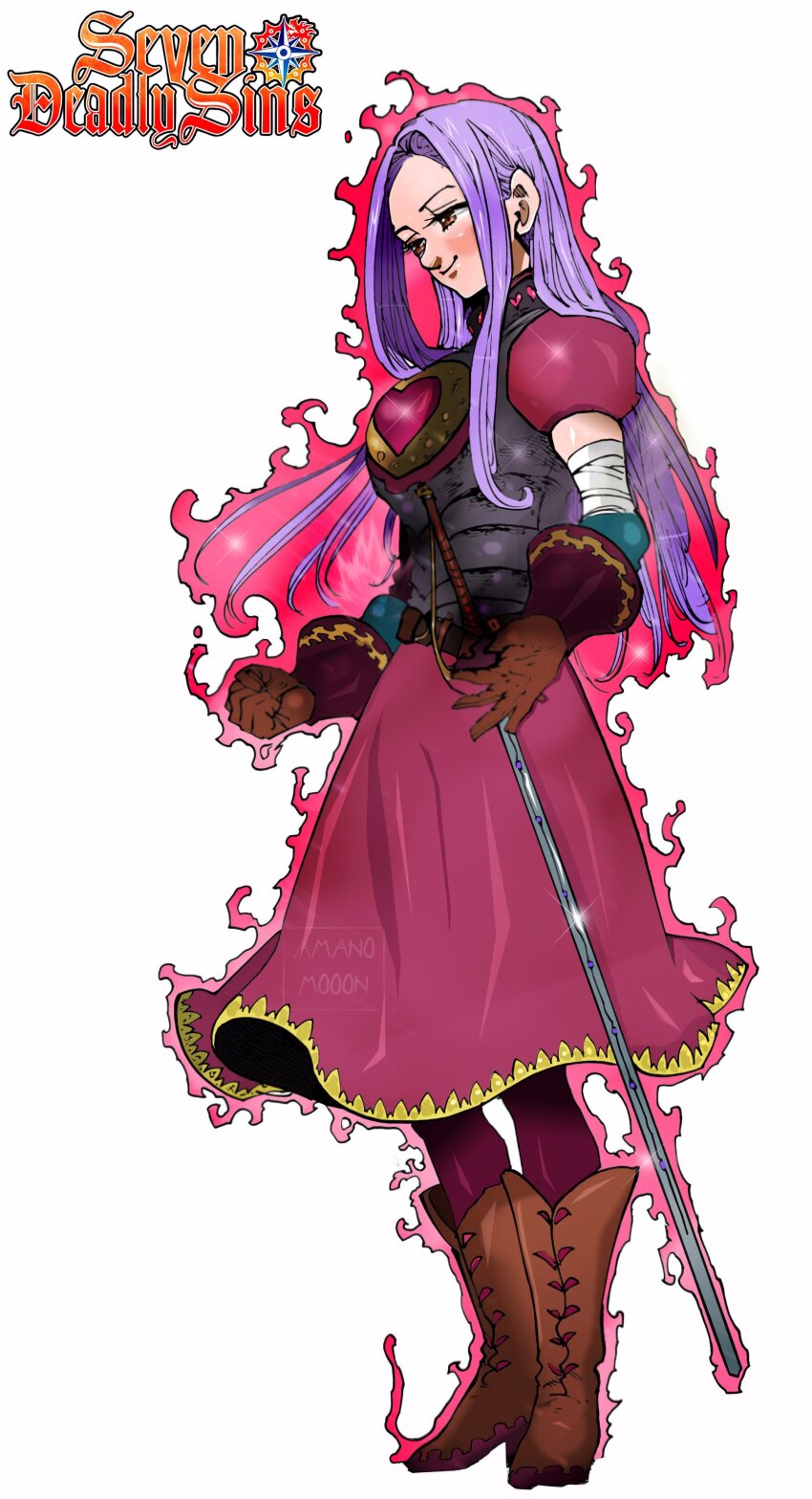 1girl, absurdres, amanomoon, armor, aura, bandages, blush, boots