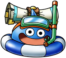 1boy, :d, artist_request, creature, creature_focus, dragon_quest, dragon_quest_tact, innertube, lowres, official_alternate_costume, official_art, open_mouth, slime_(dragon_quest), smile, snorkel, snorkel_mask, solo, surakuto, swim_ring, third-party_source, transparent_background