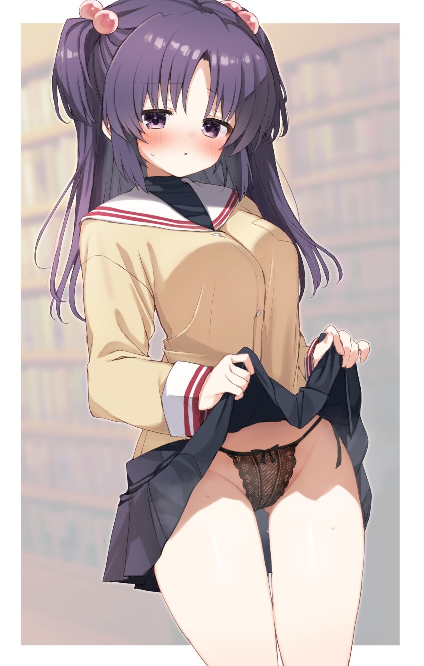 1girl, absurdres, black_bow, black_panties, black_skirt, blazer, blurry, blurry_background