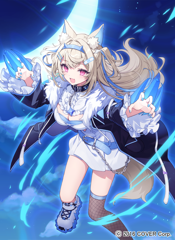 1girl, :d, animal_collar, animal_ears, bandaid, bandaid_hair_ornament, belt, bib_collar