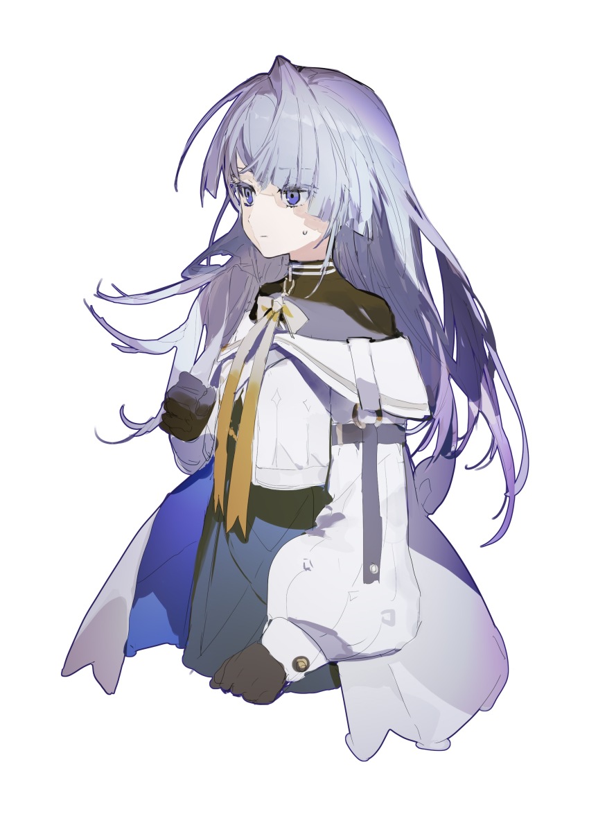 1girl, absurdres, arcaea, black_gloves, black_skirt, bow, clenched_hands, earrings