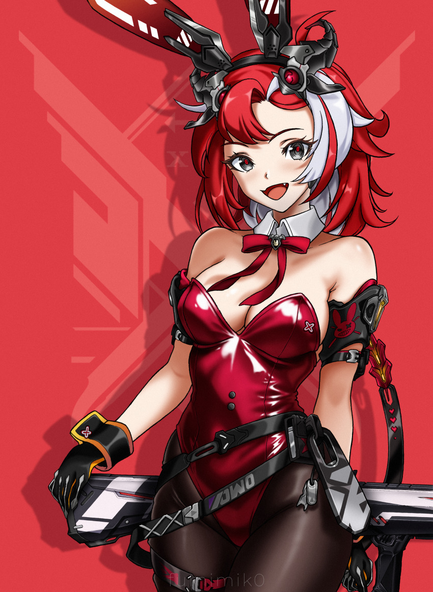 1girl, absurdres, animal_ears, armpits, artist_name, asymmetrical_bangs, bare_shoulders, black_eyes