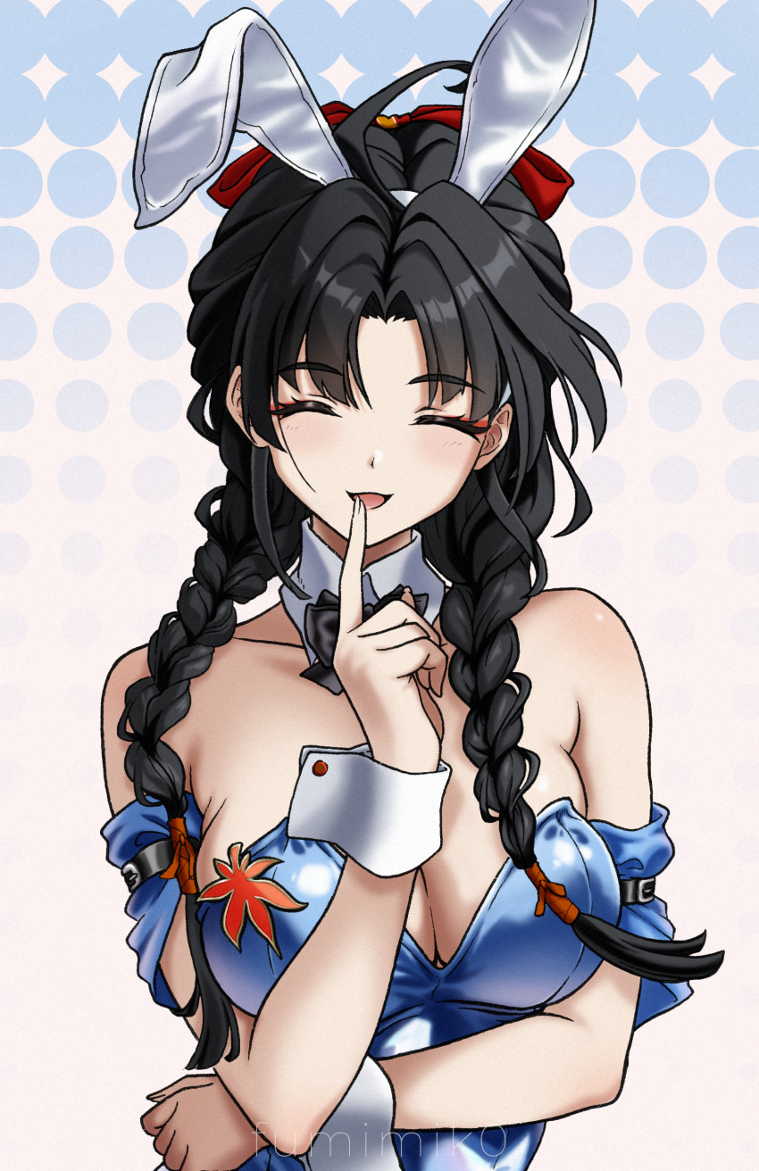 1girl, absurdres, ahoge, animal_ears, armpits, artist_name, black_hair, bow