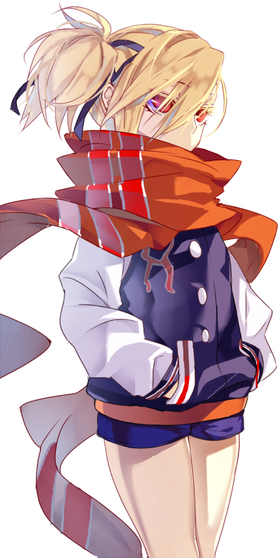 1girl, bad_id, bad_pixiv_id, blonde_hair, covering_face, covering_own_mouth, covering_privates, female_focus