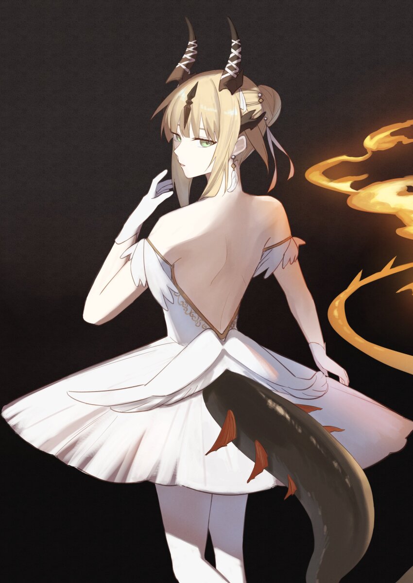 1girl, 55555may, absurdres, arknights, backless_dress, backless_outfit, bare_back, bare_shoulders
