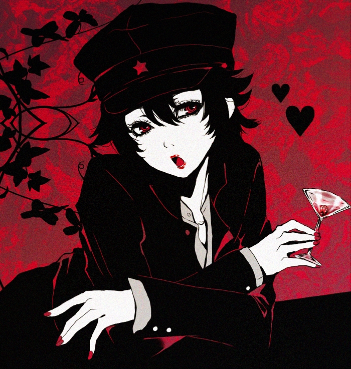 1boy, androgynous, black_hair, cup, gakuran, gakuseibou, hat, holding