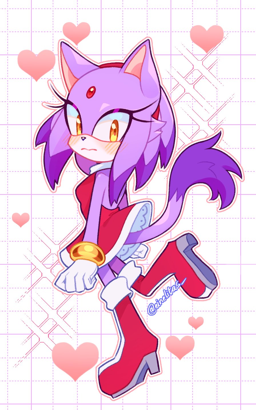 1girl, alternate_costume, amy_rose, amy_rose_(cosplay), animal_ears, artist_name, blaze_the_cat, boots