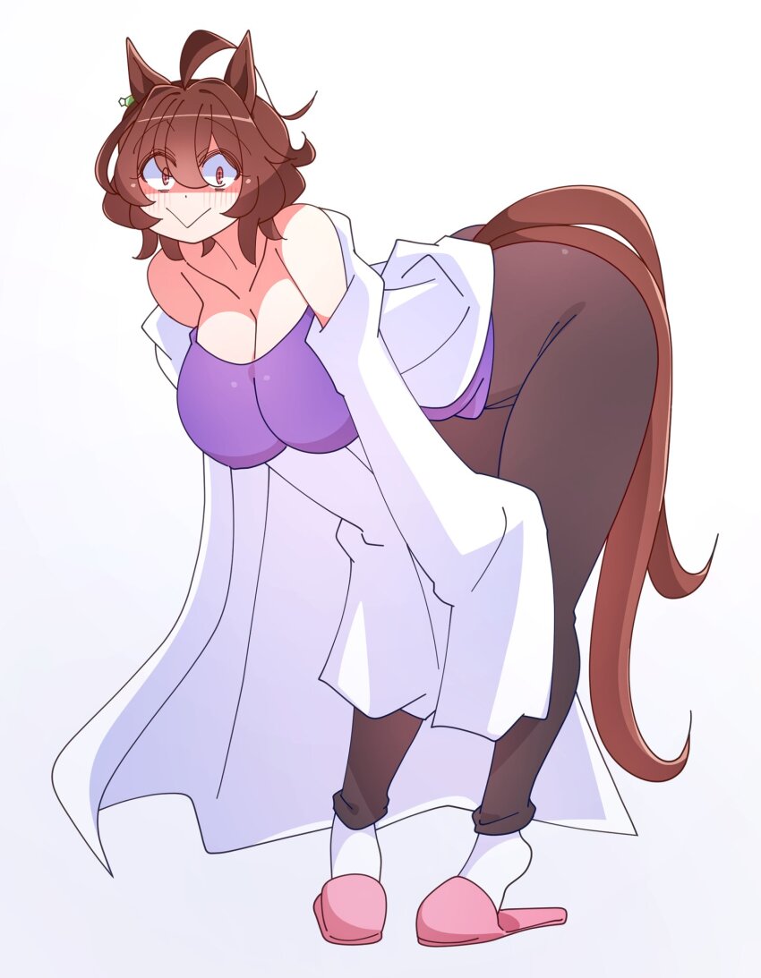 1girl, :>, agnes_tachyon_(umamusume), animal_ears, ass, earrings, full_body, highres