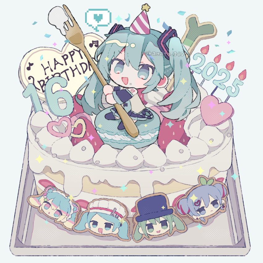 1girl, 2025, :d, bare_shoulders, black_skirt, black_sleeves, black_thighhighs, blue_eyes