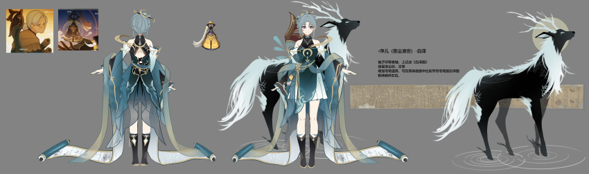 1girl, absurdres, alternate_costume, aqua_dress, aqua_shawl, arm_at_side, back_cutout, bare_shoulders