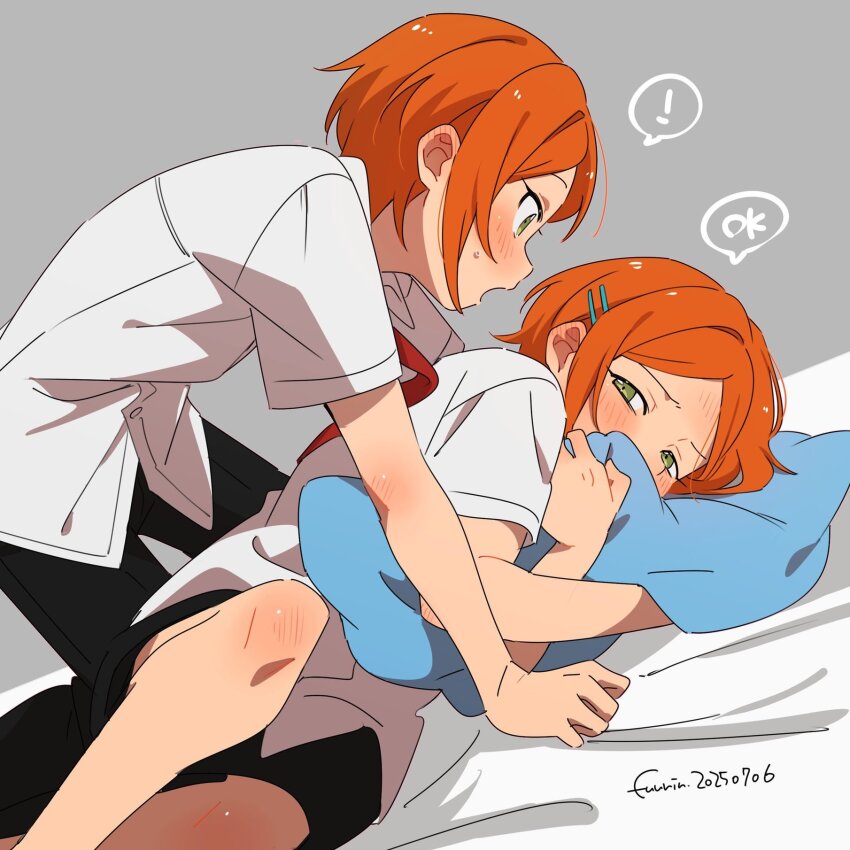 !, 2boys, aoi_hinata, aoi_yuta, black_pants, blush, boy_on_top, brothers