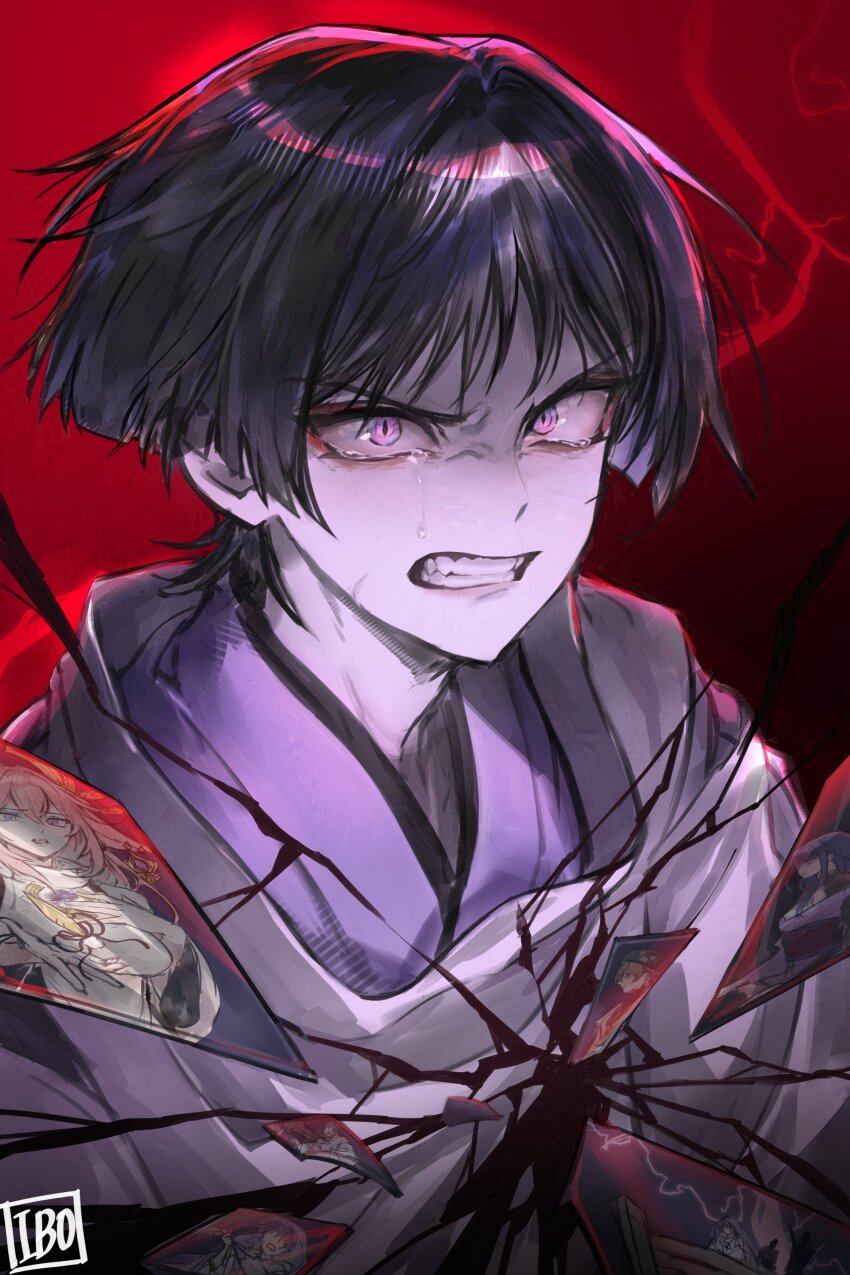 1boy, 49ibo240, absurdres, angry, artist_name, black_hair, blunt_ends, choppy_bangs