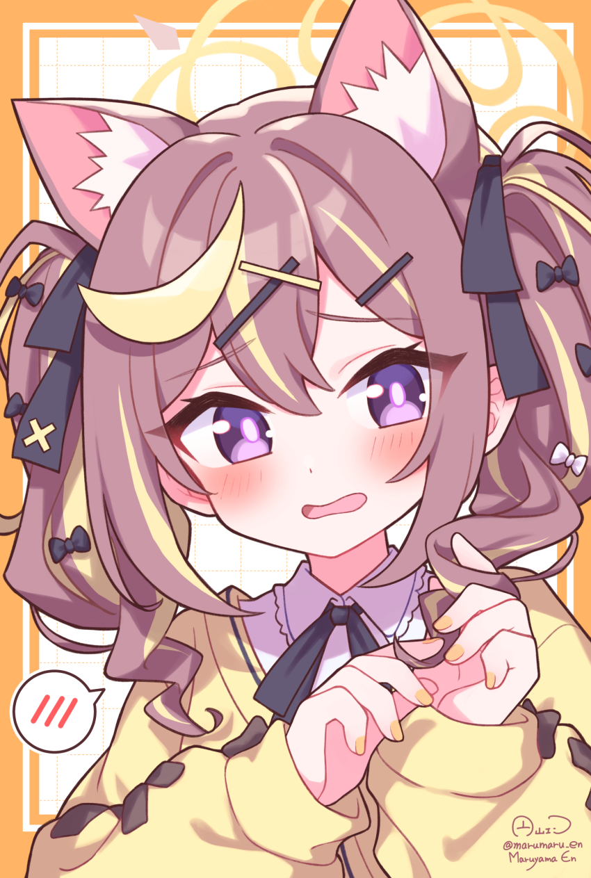 1girl, animal_ear_fluff, animal_ears, blonde_hair, blue_archive, blush, bow, brown_hair