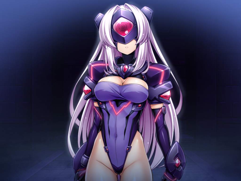 1girl, android, armor, black_gloves, breasts, cleavage, cleavage_cutout, closed_mouth