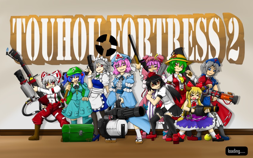 6+girls, ascot, backpack, bag, baseball_bat, black_hair, black_legwear, bloodycat