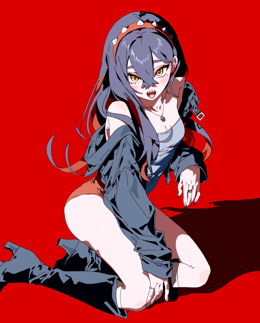 1girl, 5oh5s2, alternate_costume, black_hair, black_jacket, blush, boots, breasts