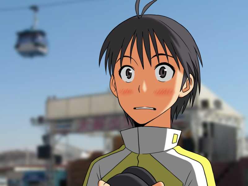 1girl, ahoge, androgynous, black_hair, blurry, blurry_background, blush, female_focus