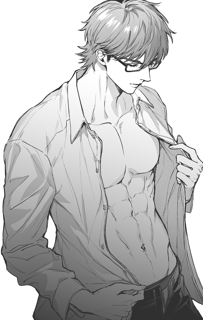 1boy, abs, ace_of_diamond, buttons, closed_eyes, closed_mouth, collarbone, collared_shirt