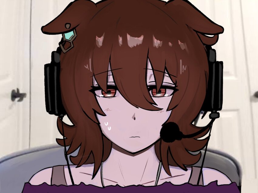 1girl, agnes_tachyon_(umamusume), animal_ears, brown_hair, chemical_structure, commentary, english_commentary, expressionless