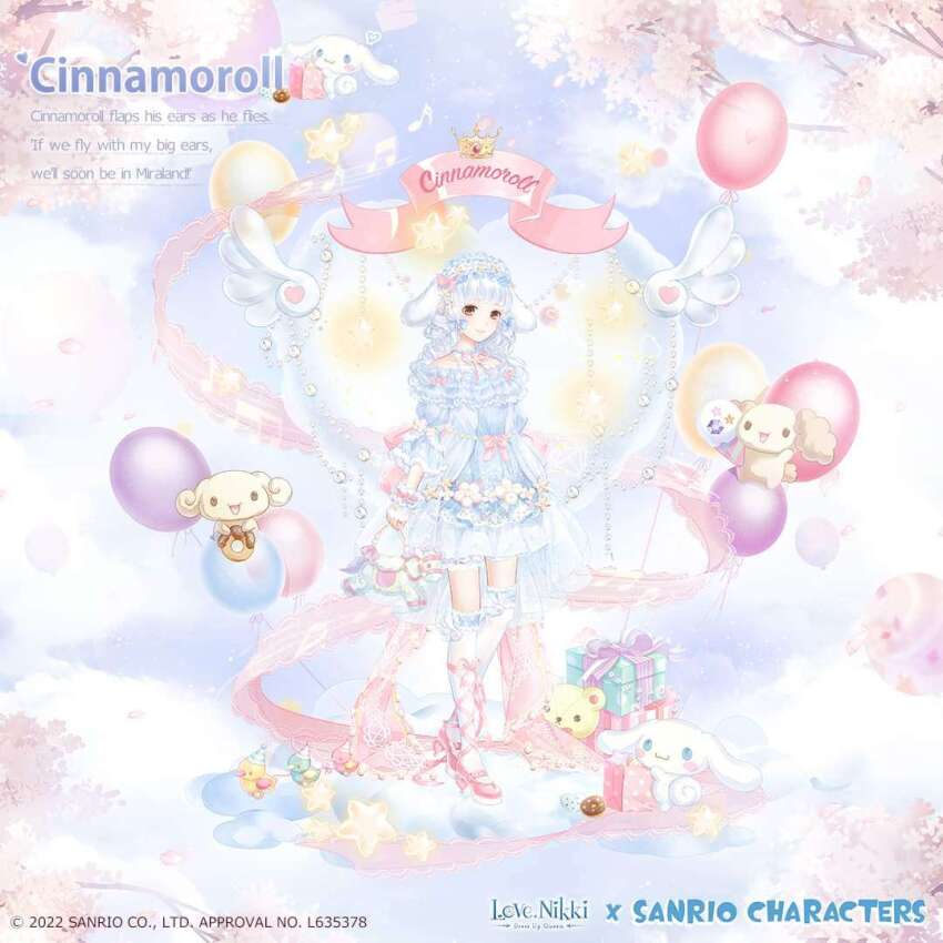 1girl, 2022, animal_ears, artist_request, balloon, blue_dress, blue_hairband, blue_sky