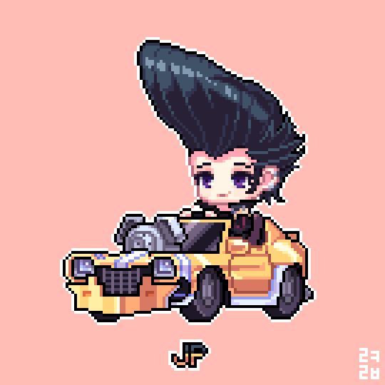 1boy, black_hair, black_jacket, car, character_name, chibi, closed_mouth, commentary_request