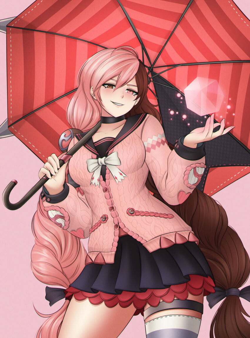 1girl, alavastircloud, alternate_hairstyle, black_choker, black_ribbon, black_sailor_collar, black_skirt, blush