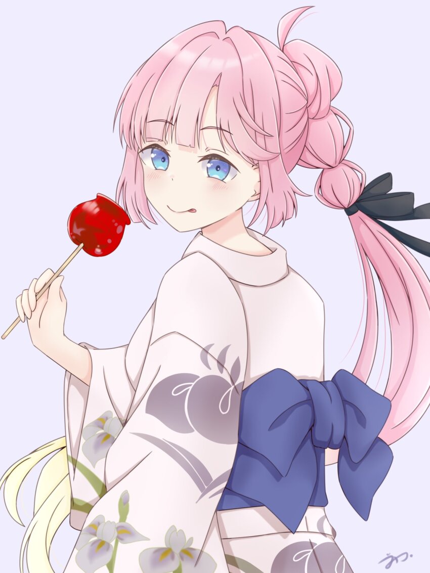 1girl, :p, ahoge, anyoji_hime, anyoji_hime_(hokkoku_hanabi), blonde_hair, blue_eyes, blush