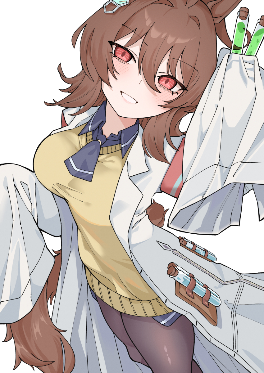 1girl, :d, absurdres, agnes_tachyon_(tach-nology)_(umamusume), agnes_tachyon_(umamusume), ahti, animal_ears, ascot